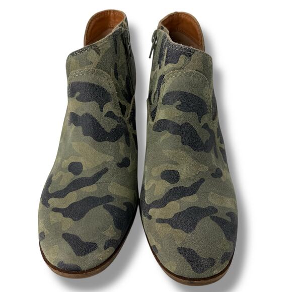 Luxky Brand Green Camo Wedge Bootie Size 8.5 Camoflauge Leather Block Ankle boot - Picture 2 of 8